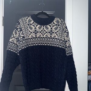 Men's Navy and Cream Sweater
